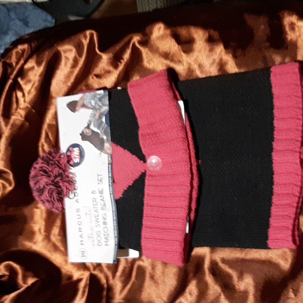 NWT Dog sweater and matching beanie for its human size small to medium